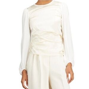 Dorothee Schumacher Playful Volume Long Sleeve Top Blouse White Women's Size 2